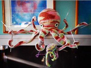 my octopus crocheting a jellyfish